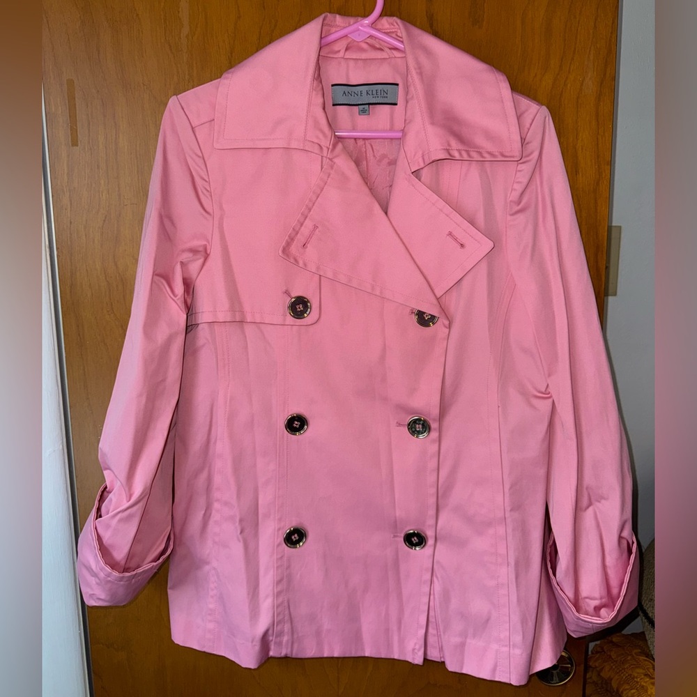 Anne Klein Blush Double-Breasted Trench Coat